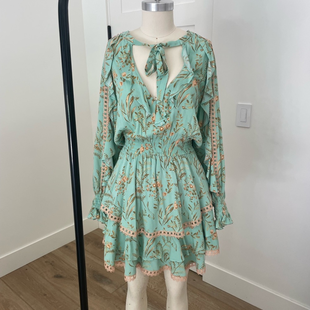 Spell Mint Floral Long Sleeve Dress - Picture 3 of 4